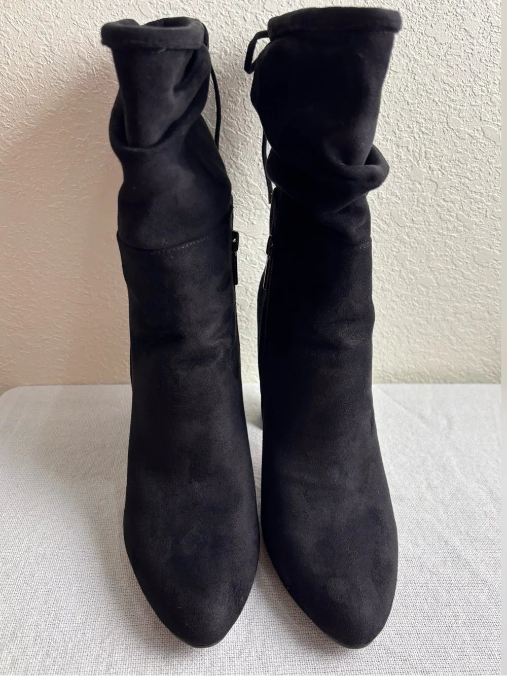 Impo Othella Black Suede Mid-Calf Boots Silver-toned Metallic Block Heel Size9.5